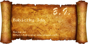 Babiczky Ida névjegykártya